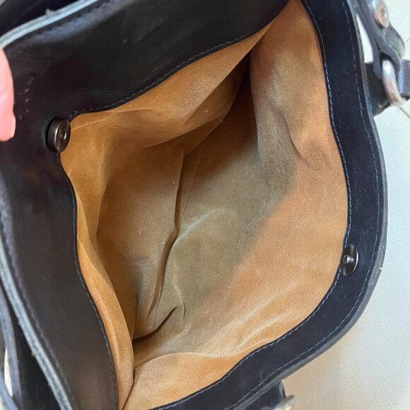 Patricia Nash Purse Tote  Shoulder Bag Black Leather  Embossed Map - Picture 8 of 8